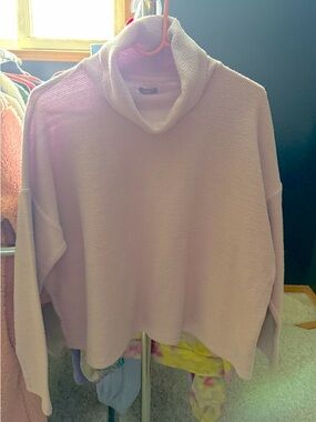 aerie Light Lavender Cowl-Neck Textured Sweatshirt